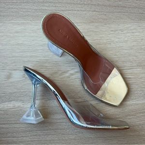 💎 AMINA MUADDI Lupita Glass Slipper Heels in Clear Transparent PVC